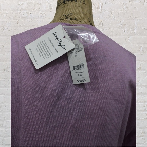 Lord & Taylor Merino Wool V-Neck Sweater - Picture 4 of 6